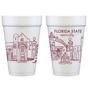 Florida State University Campus Skyline Foam Cup Confezione da 10 - Tallahassee, Florida