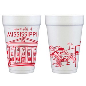Ole Miss Skyline Landmarks Styrofoam Cup 10 Pack {Oxford, Mississippi}