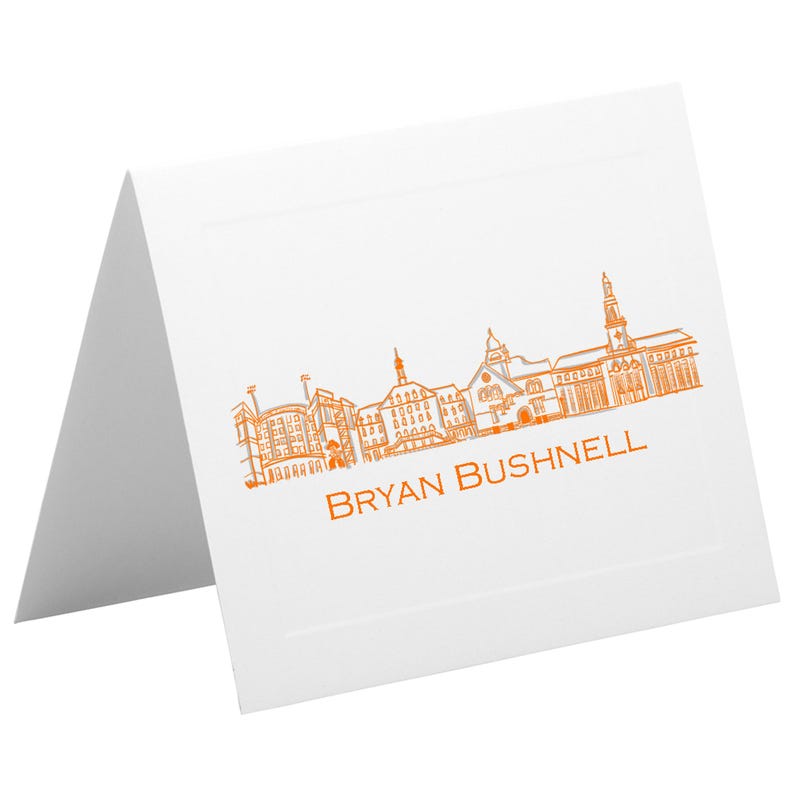 Oklahoma State University Personalized Campus Skyline Notecard | Font: Copperplate