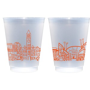 Ready to Ship Shatterproof Roadie Cup 10 Pack {Clemson University Landmarks-Clemson, South Carolina Campus Skyline}