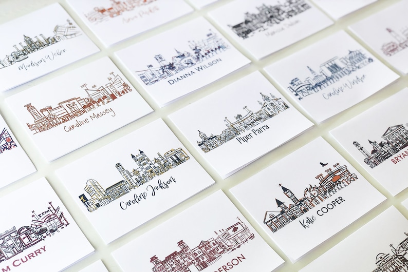 Personalized Campus Skyline Notecards