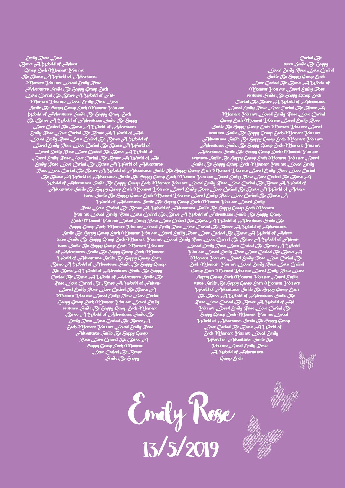Personalised Word Art Butterfly Gift Butterfly Art Print - Etsy UK