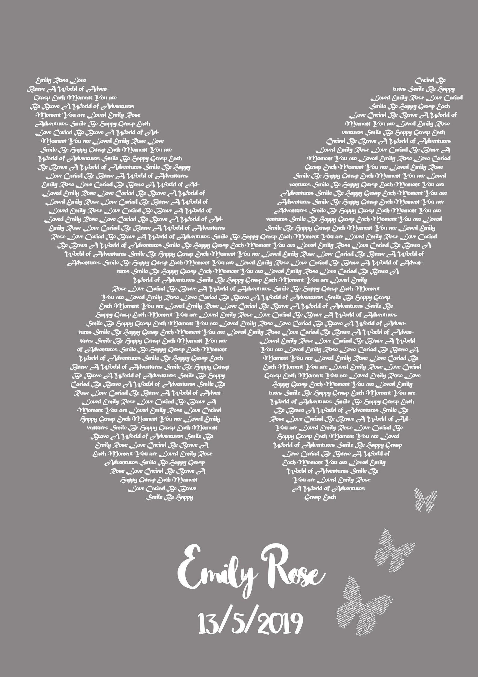 Personalised Word Art, Butterfly Gift, Butterfly Art Print, Butterfly Print Nursery, Kids