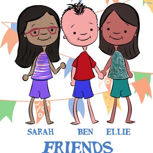 Friendship Print, Friendship Gift, Bestie Gift, Best Friend Gift, Cartoon Illustration, Personalised Friend Gift, Best Friend Christmas Gift image 5