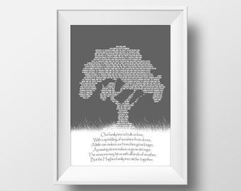 PERSONALISIERTE FAMILIE TREE Druck, Wortkunst, Wandkunst, Familie Geschenke, Typografie, personalisierte Familienname, Housewarminggeschenk, neues Haus Geschenk