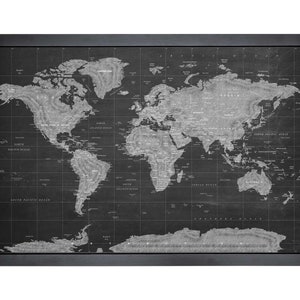 Chalk Pushpin world map | 36" x 24" or 24" x 18" | Chalk on Blackboard (Straight)