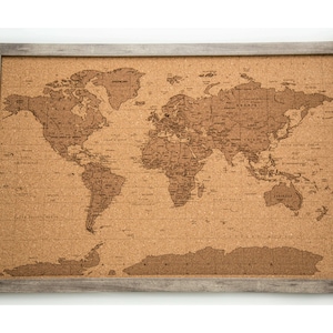 Pushpin world map | 36" x 24" or 24" x 18" | Cork Version 2
