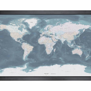 Vintage Framed Pushpin World Map | 36" x 24" | Miller Vintage Dark