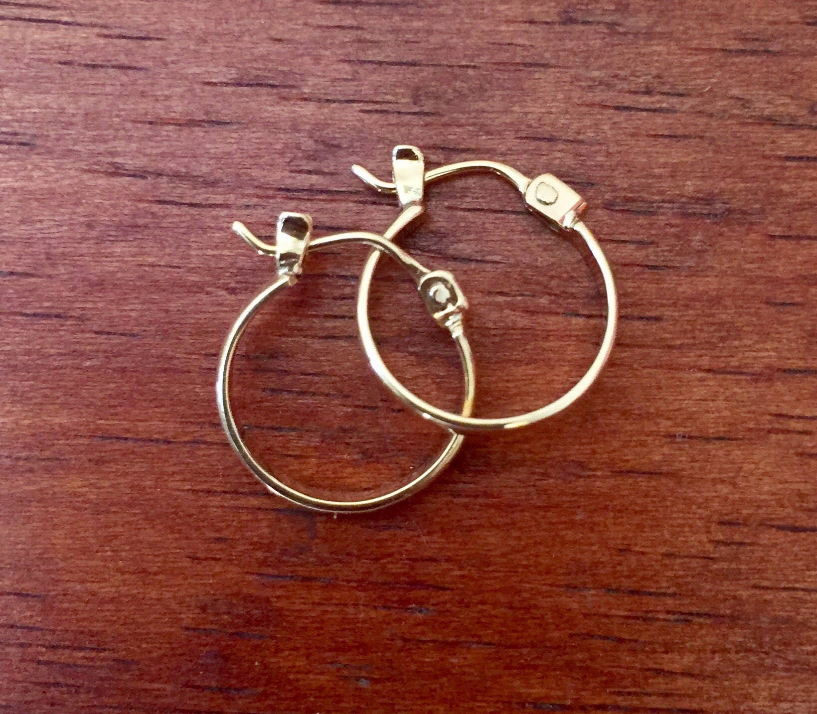 Small Solid Gold Hoop Earrings Girl's Tiny Gold Earrings Etsy