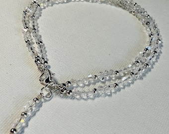 One of a kind 9 inch crystal double anklet