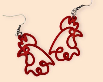 Perfect gift earrings Rooster acrylic dangle