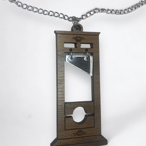 Wooden Guillotine Pendant Necklace