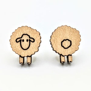 Sheep Face and Tail Stud Earrings