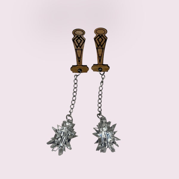 Medieval Mace Dangle Stud  Earrings