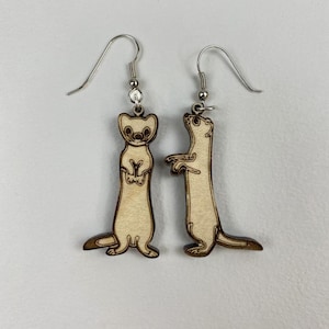 Adorable Standing Ferret Earrings