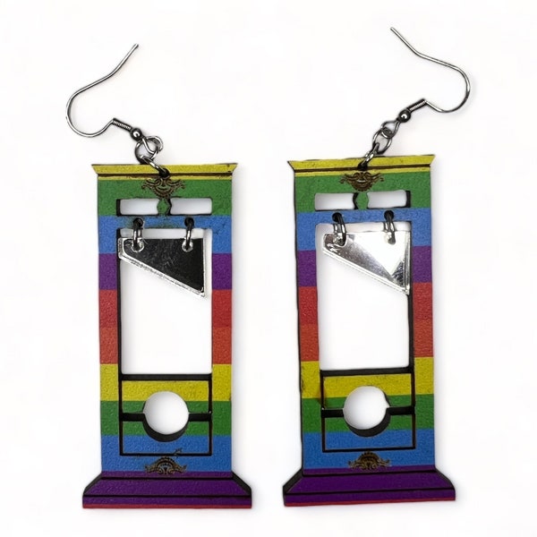 Pride Rainbow Guillotine Dangle Earrings