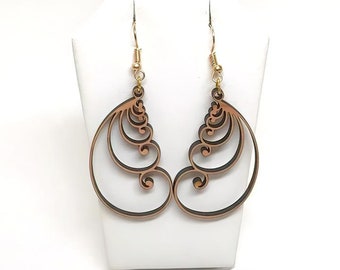 Fibonacci Golden Ratio Spiral Wood Earrings