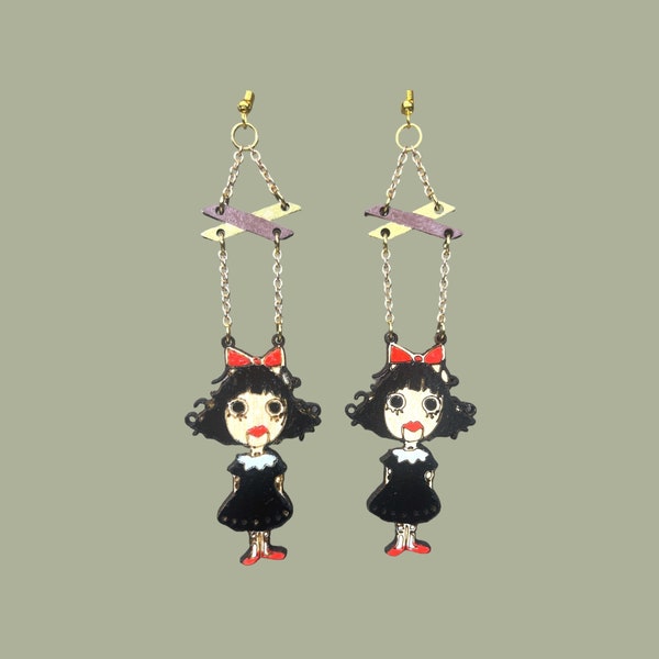 Handmade Creepy Marionette Doll Earrings