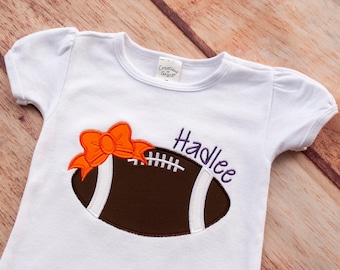 Football Shirt, Girly Football Shirt, Girl Shirt, Football Season, Team Spirit, Football Bodysuit, Baby Girl Outfit, Football Bow Shirt