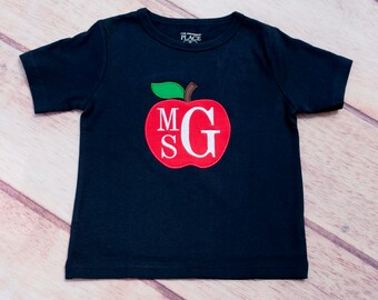 Back to School Shirt, Apple Applique, Personalized Back to School Shirt, Embroidered Shirt, Monogrammed Shirt, Custom Back to School