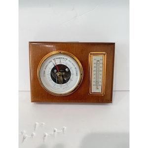 Vintage Dutch German Weather Station Barometer Aneroid 1950s Wall Hanging Wood