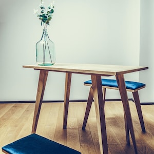 Solid natural oak wood office desk, work from home office, minimalist workspace