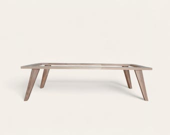 Solid Wood Minimalist Bench Base with Angled Legs, Handcrafted Modern Furniture Frame