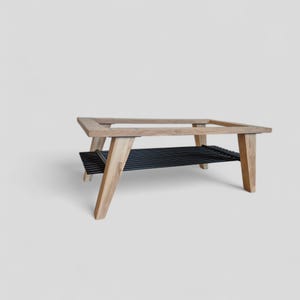 Solid Oak Bench Frame – DIY Customizable Wooden Seat with Metal Shelf Rack – Entryway, Hallway & Outdoor Use, unfinished raw