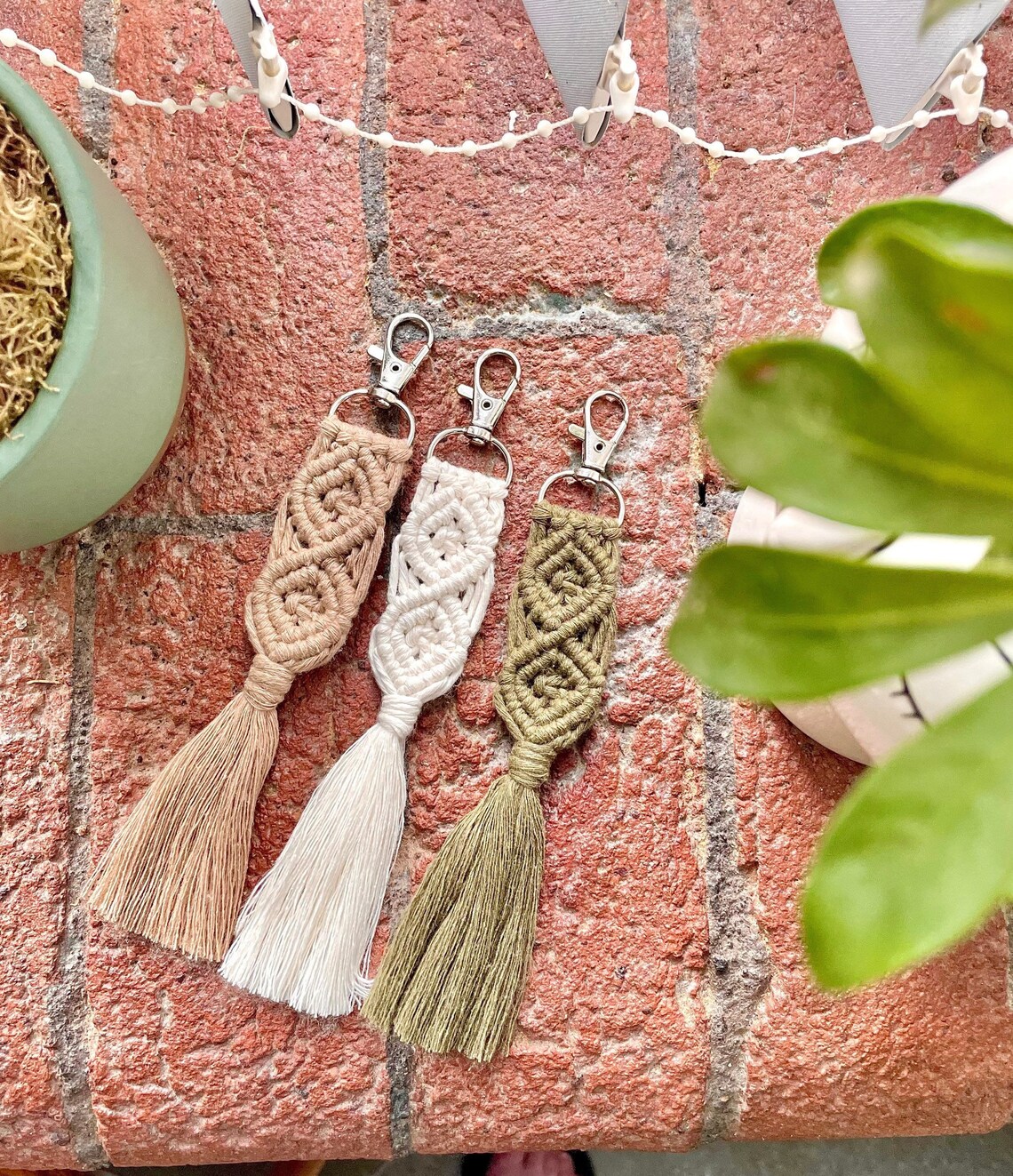 Macrame Keyring Boho Keychain Lobster Clip Etsy UK