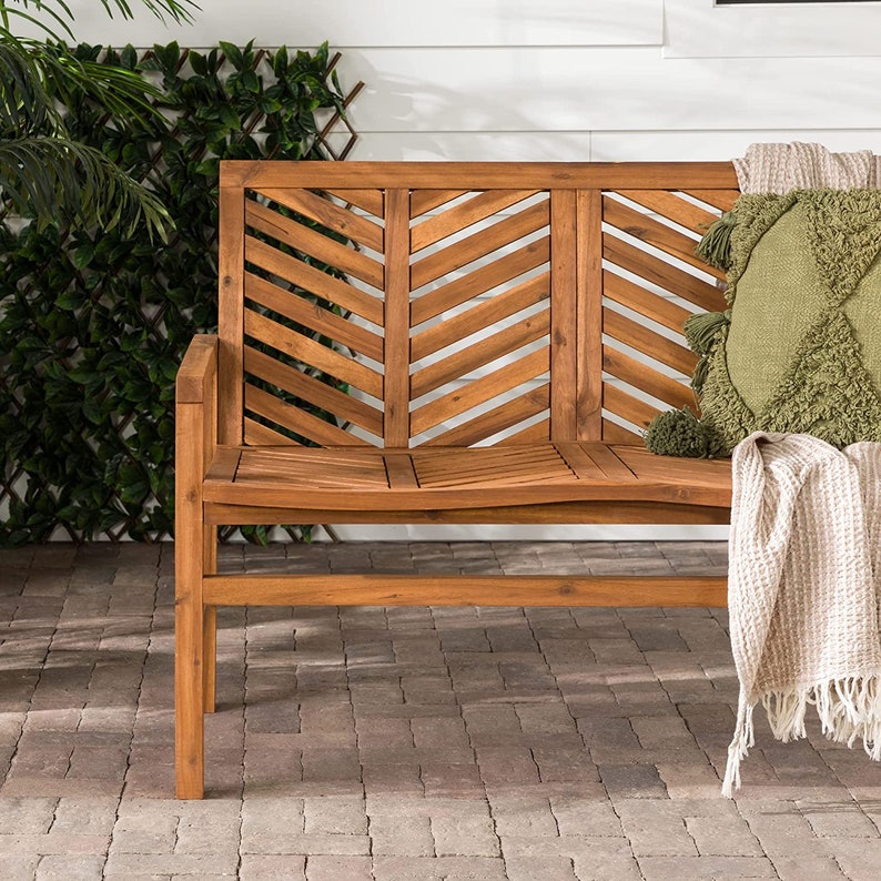 Outdoor Patio Wooden Loveseat Bench Garden Chair Furniture Etsy