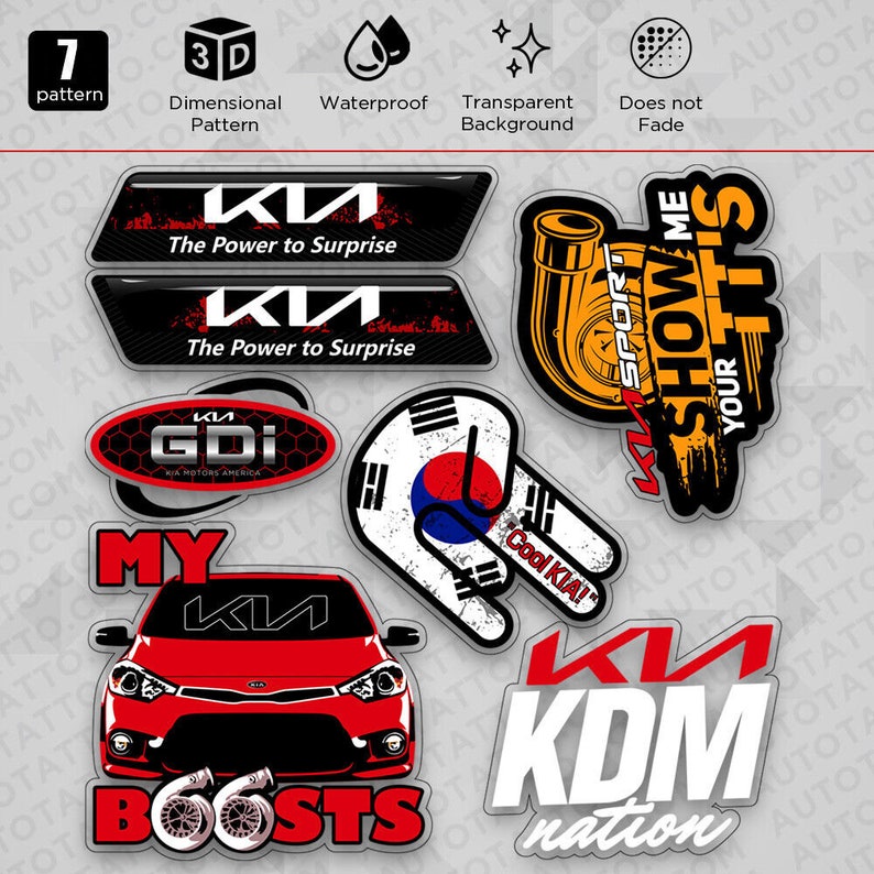 Kia GDI Turbo Sport KDM Car 3D Logo Sticker Vinyl Decal Etsy