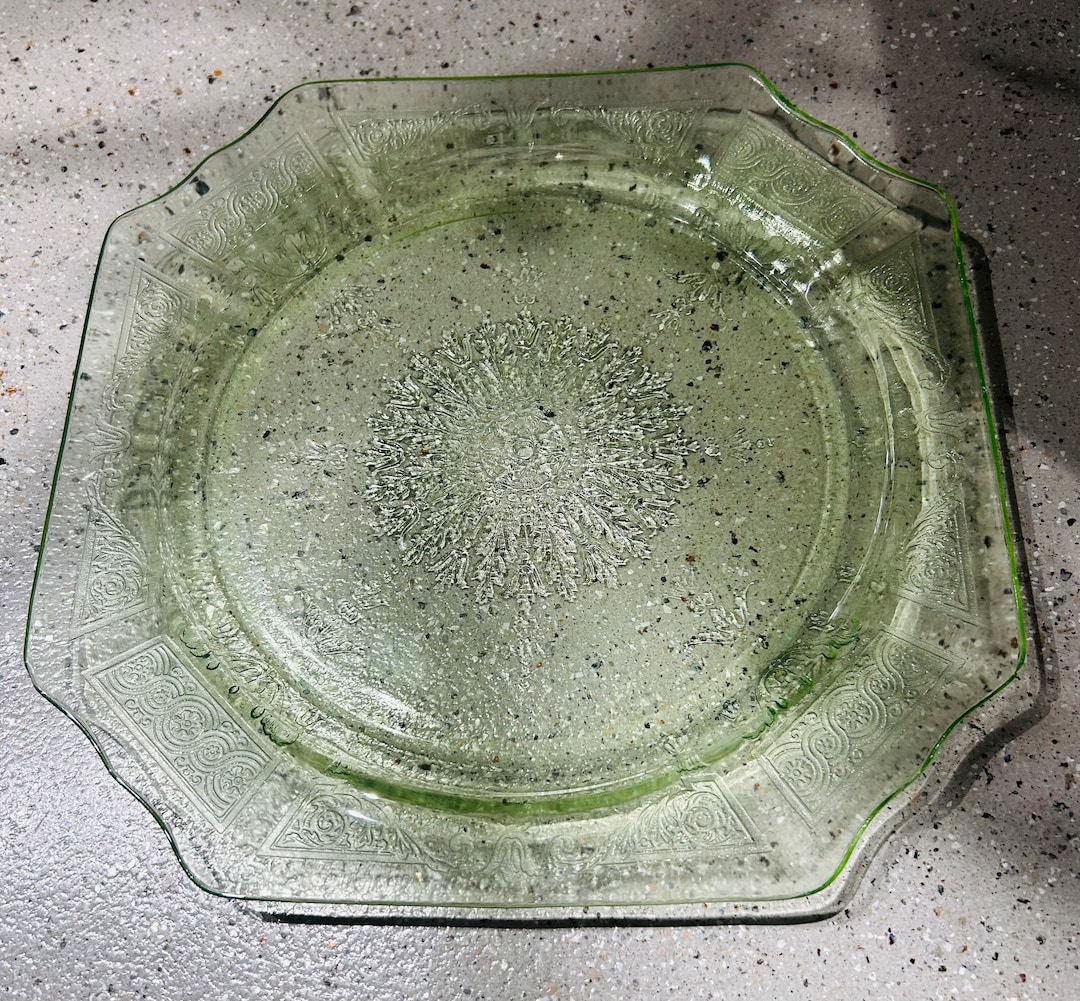 Vintage Uranium Glass Plate Etsy