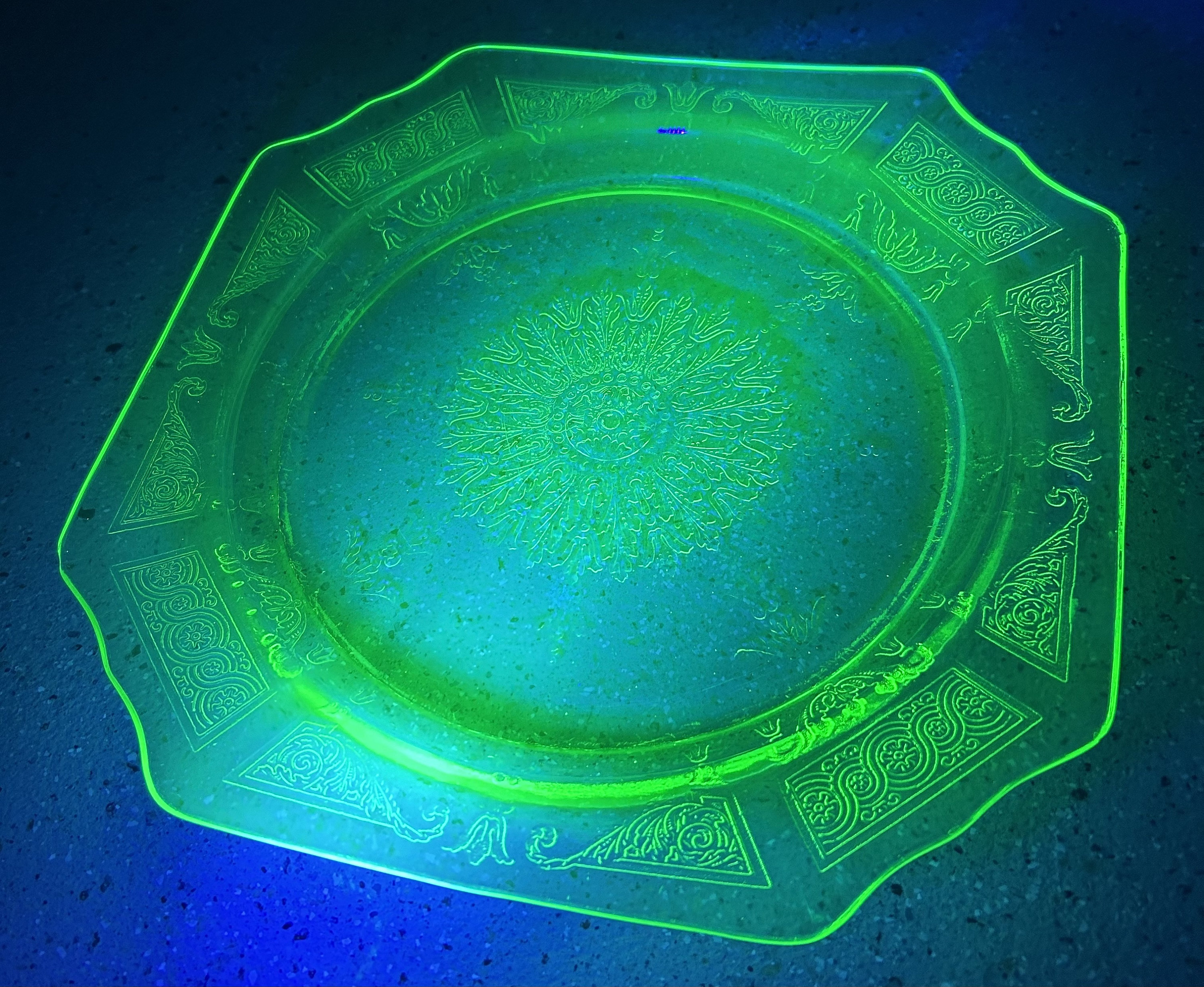 Vintage uranium glass plate etsy