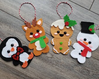 Gingerbread felt Christmas ornament, snowman, red-nosed queen, penguin kawaii cute decoration tree tree Christmas big