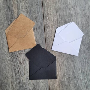 12 Mini Envelopes 2x2.75 in 5x7 cm Tiny Handmade Wedding Baptism Party Notes Thank You Gifts Black White Brown Guest Book Tooth Fairy Notes