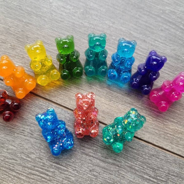 Lot 3 Gummy bear pins resin accessory fashion jacket sweater shoes jeans candy brooch bear gel cute rainbow pin metal