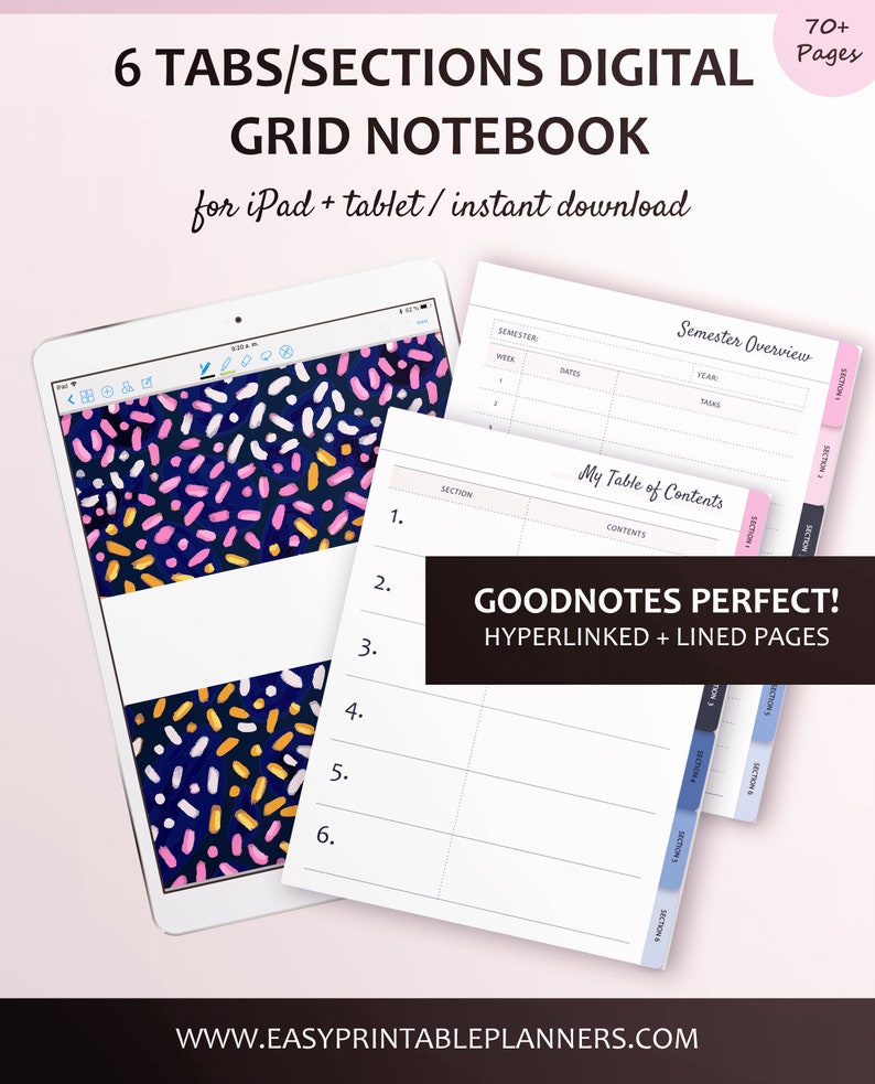 Digital Student Grid Notebook Template for Goodnotes 6 Tab Etsy Digital Student Grid Notebook Template for Goodnotes 6 Tab Etsy