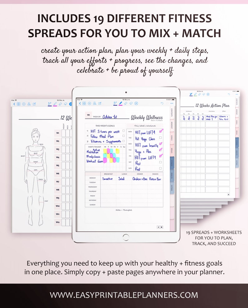 Digital Fitness Planner for Goodnotes with Stickers Plan Etsy