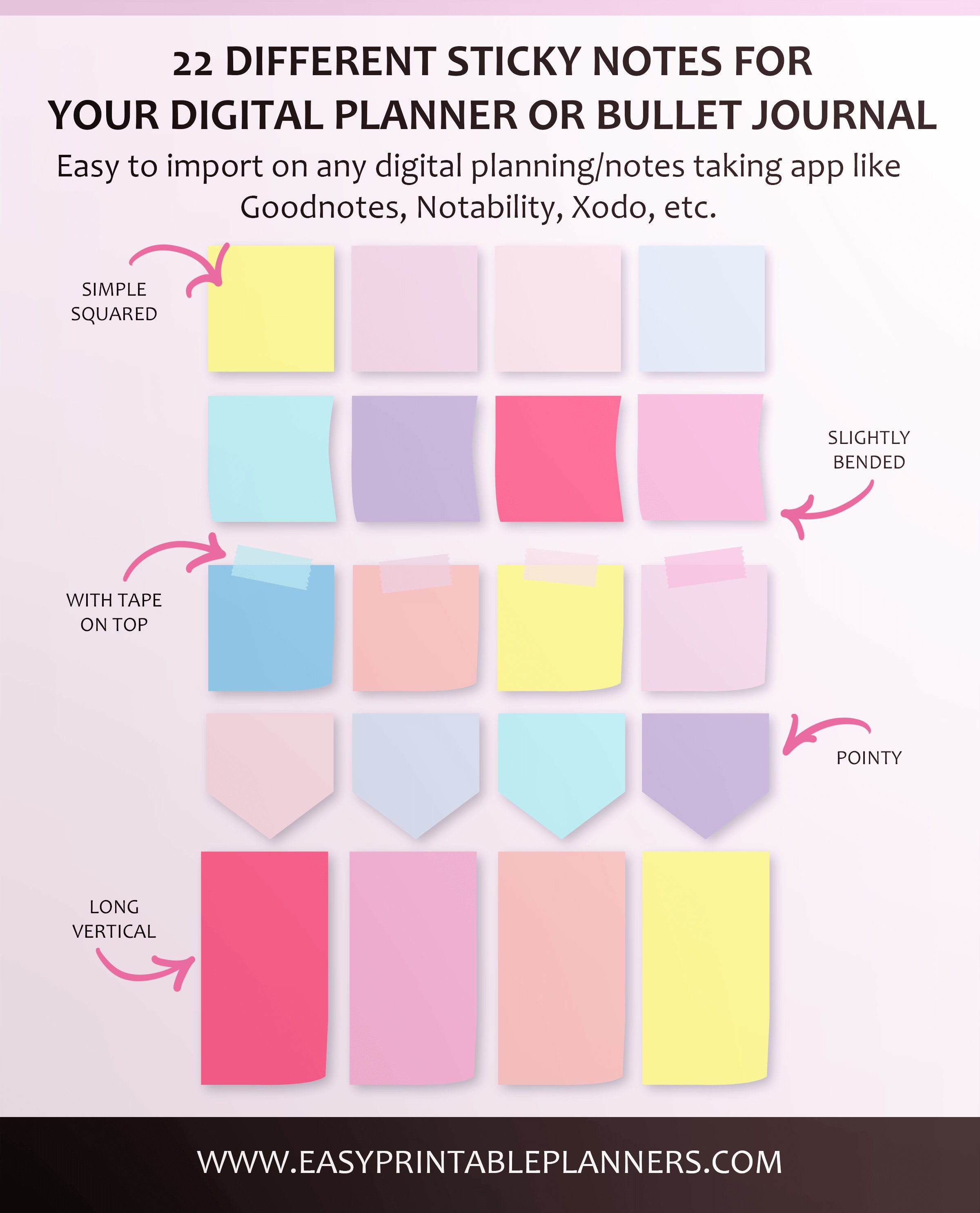 Digital Sticky Notes for GoodNotes Planner Bullet Journal or Etsy