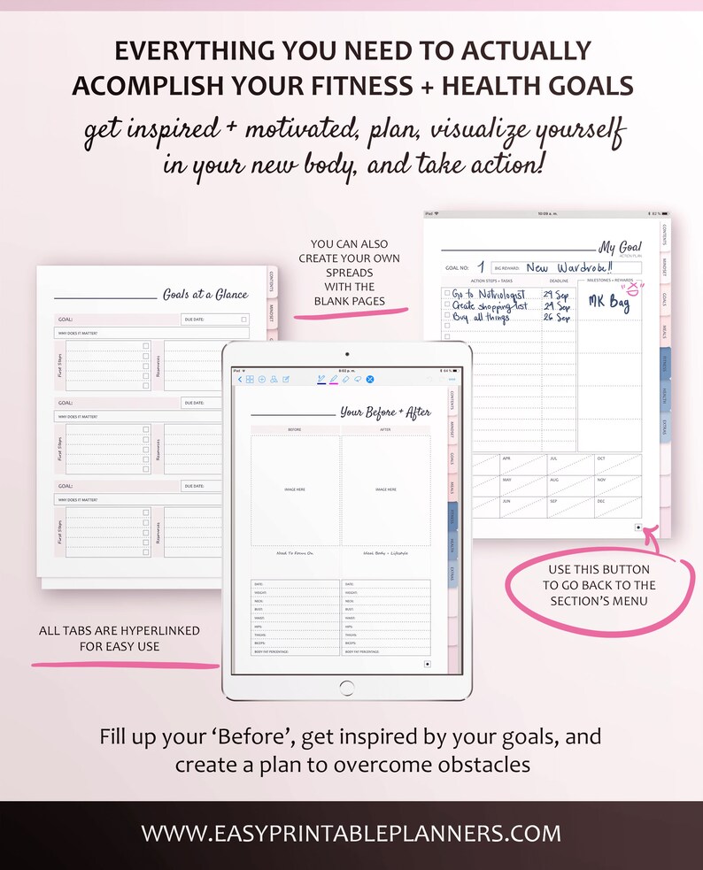 Digital Fitness Planner for Goodnotes with Stickers Plan Etsy