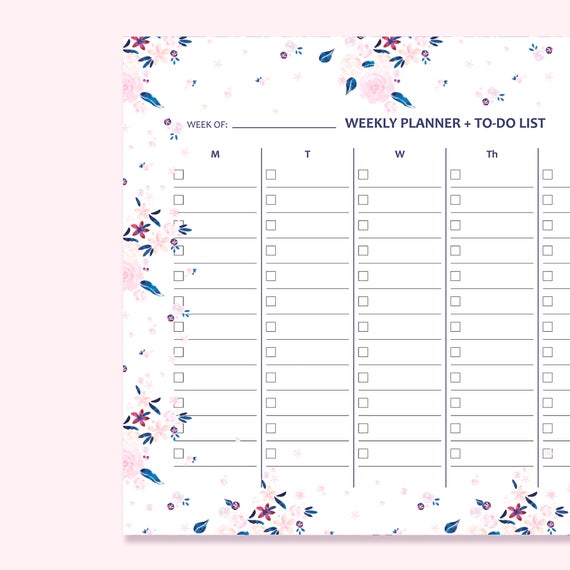 weekly planner weekly schedule pdf daily schedule to do list pdf undated planner weekly scheduler weekly organizer planner pages pdf weekly schedule