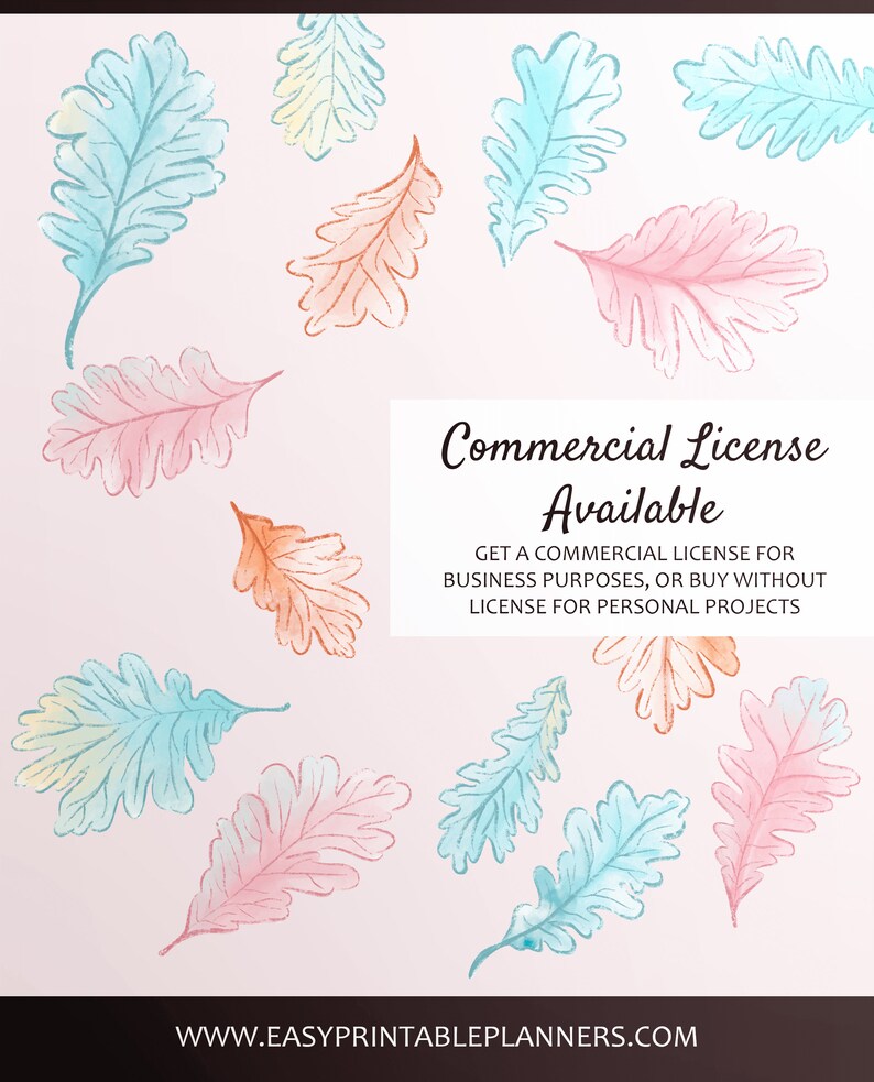 Leaves Digital Scrapbooking and Peonies For Planner Stickers Autumn Clip Art with Anemones Roses etc Watercolor Floral Fall Clipart