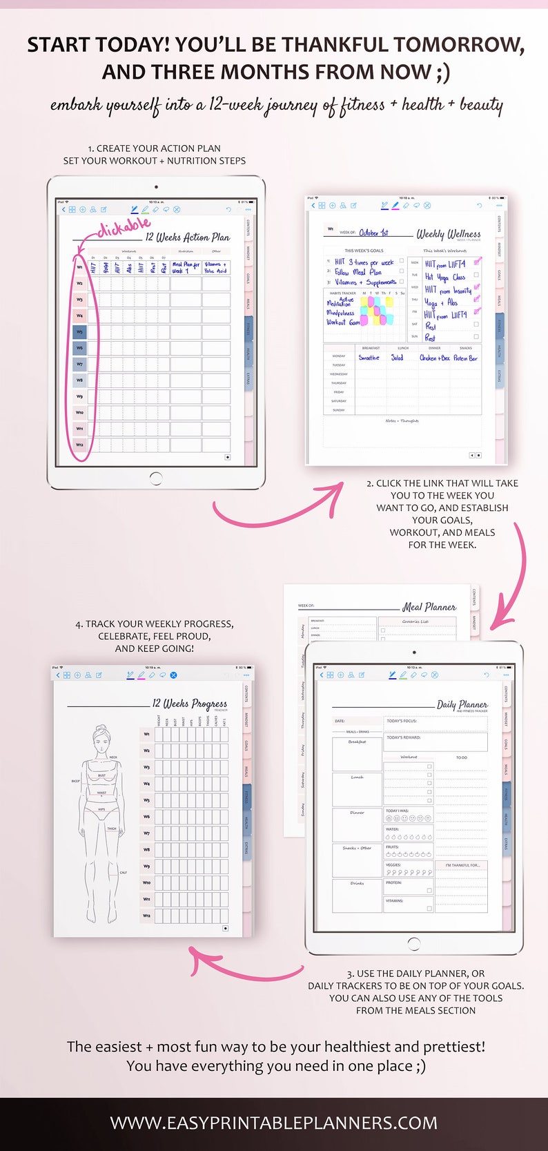 Digital Fitness Planner for Goodnotes with Stickers Plan Etsy