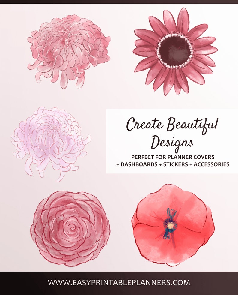 Leaves Digital Scrapbooking and Peonies For Planner Stickers Autumn Clip Art with Anemones Roses etc Watercolor Floral Fall Clipart