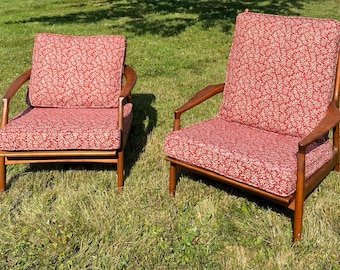 Milo Baughman for Thayer Coggin Mid Century Walnut Lounge Chairs - Pair