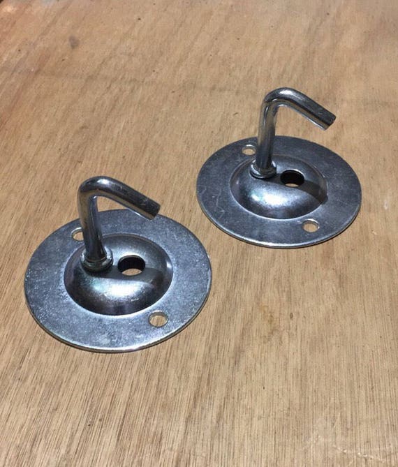 Set Of 2 Galv Hooks For Hanging Lights Baskets Coats Wall Or Ceiling Mounted