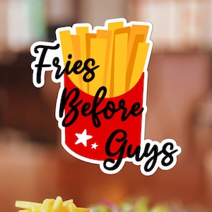 Pommes vor Jungs, 3 "Länge Aufkleber, Laptop Aufkleber, Wasserflasche Aufkleber, Vinyl, wasserdicht, kratzfester Aufkleber. Fast Food, Pommes