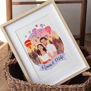 Custom Couple Portrait Illustration From Photo, Portrait Painting, Personalized Gift For Couples, Gift For Her Custom image 1