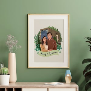 Custom Couple Portrait Illustration From Photo, Portrait Painting, Personalized Gift For Couples, Gift For Her Custom image 9