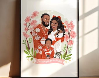 Personalized Couple Portrait: Hand-Drawn Custom Illustration